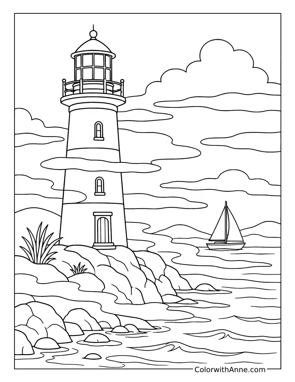 Foggy Lighthouse Weather coloring page