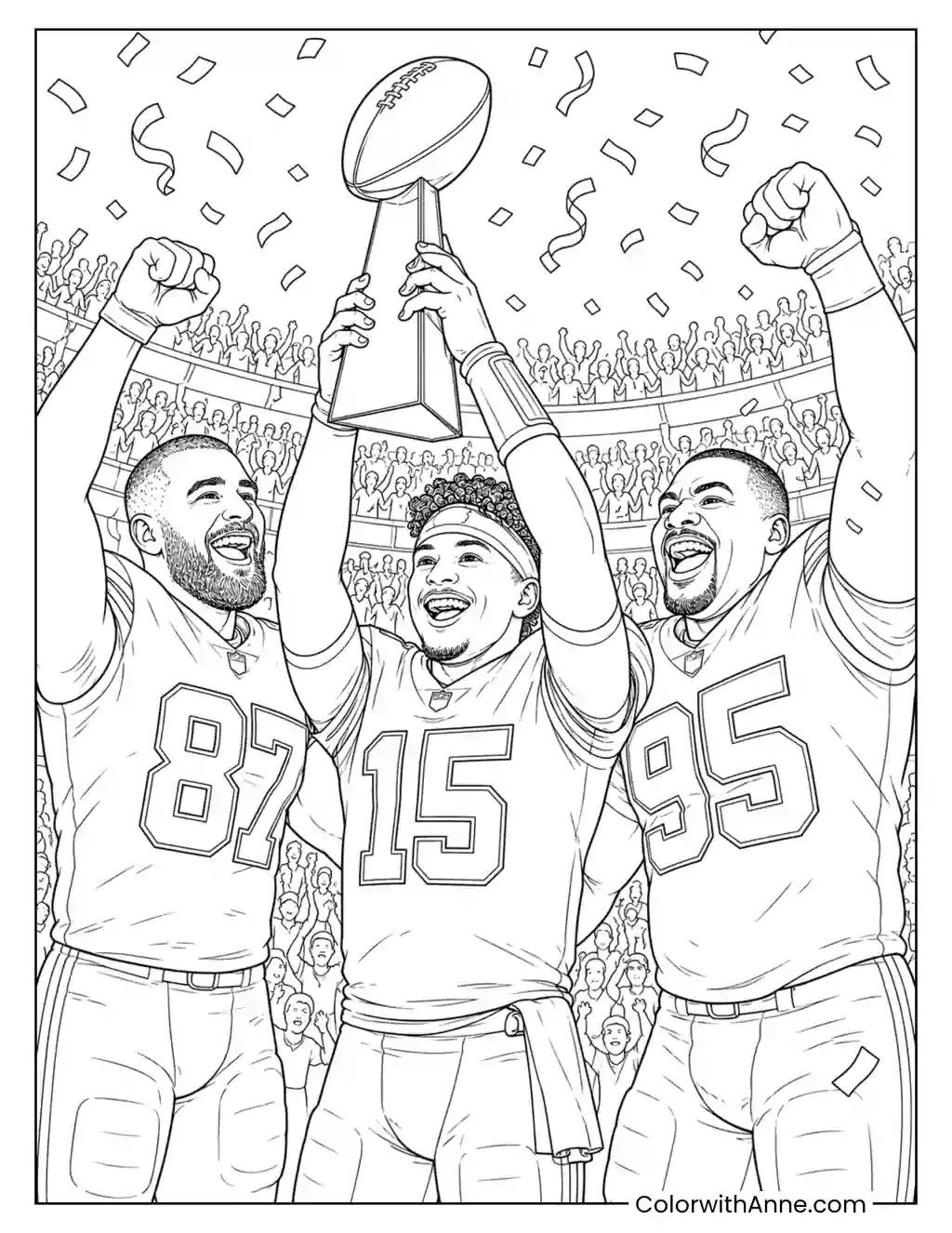 Football Champions Lift the Trophy coloring page