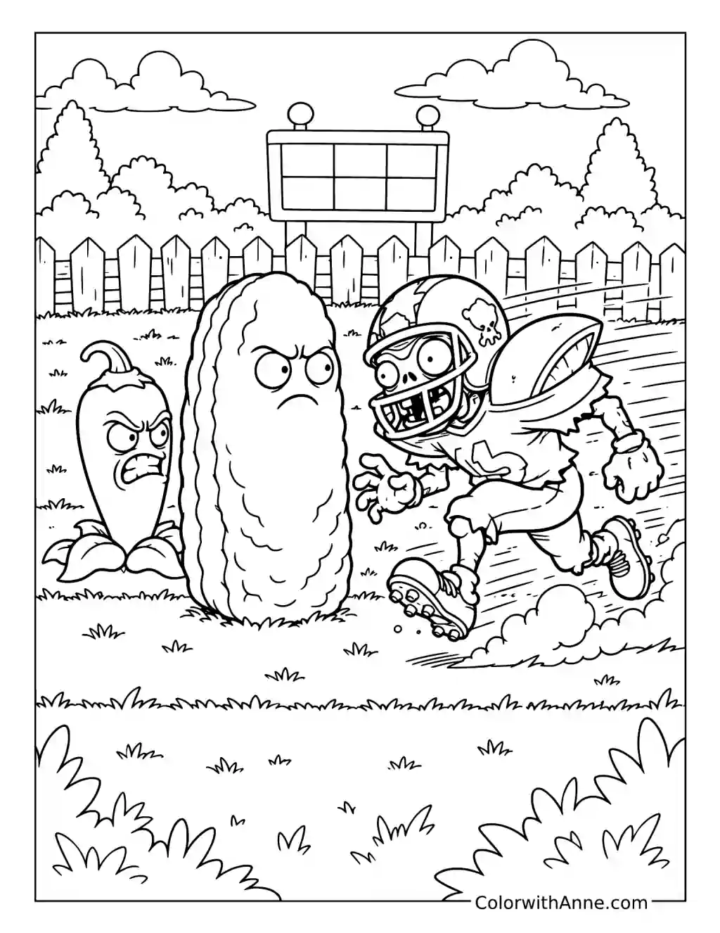 Football Zombie Charges the Tall-Nut coloring page