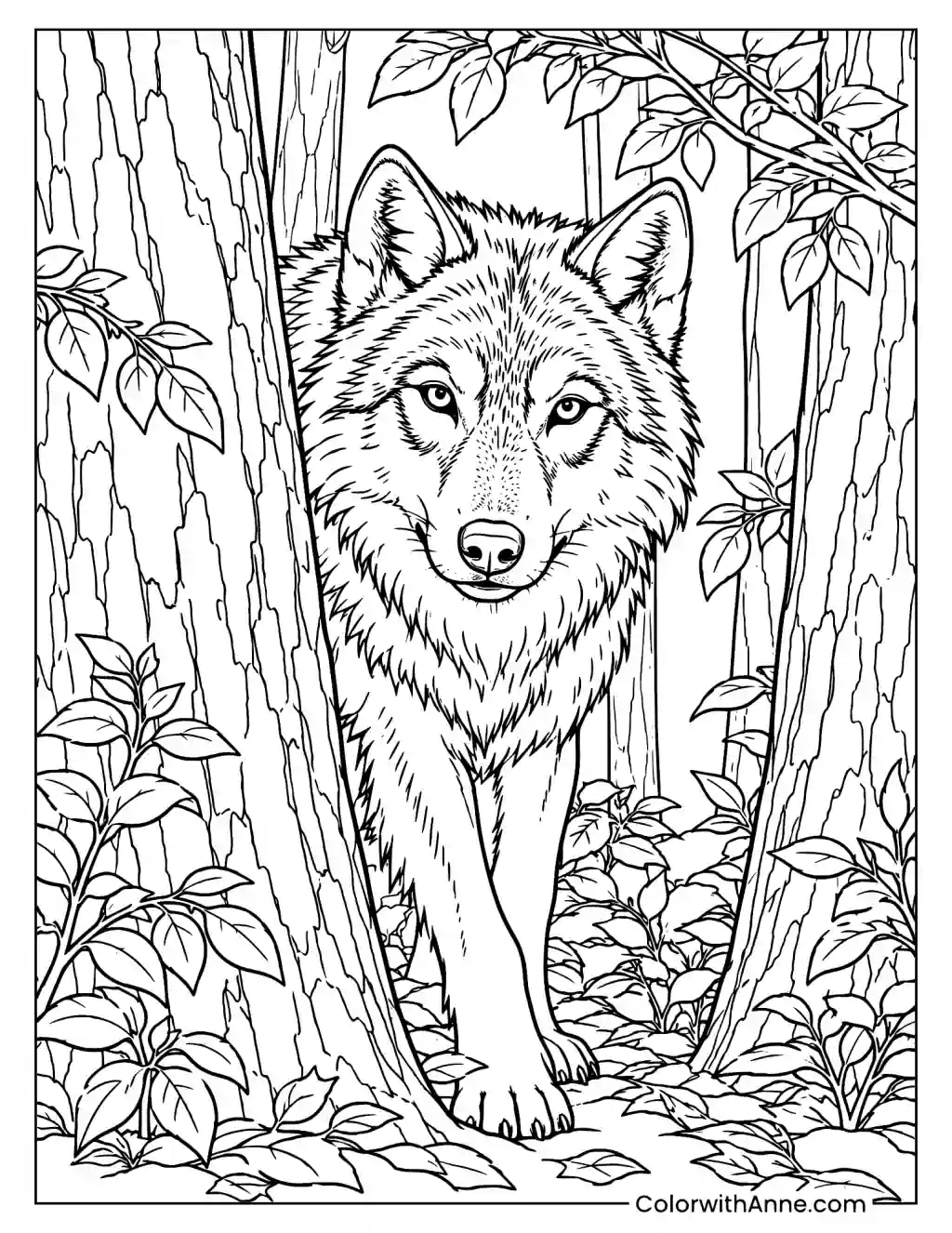 Forest Wolf Coloring Page