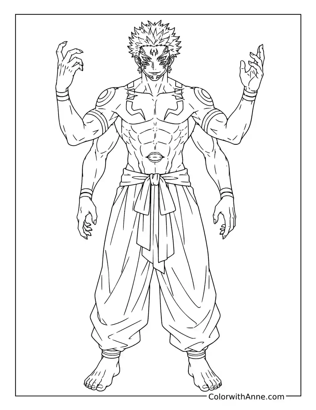 Four-Armed Sukuna coloring page