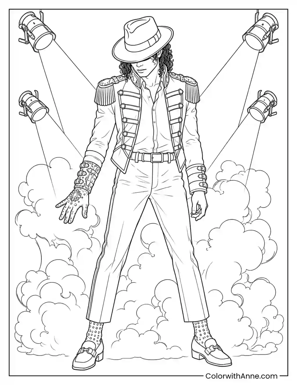 Four Spotlights and Stage Smoke coloring page