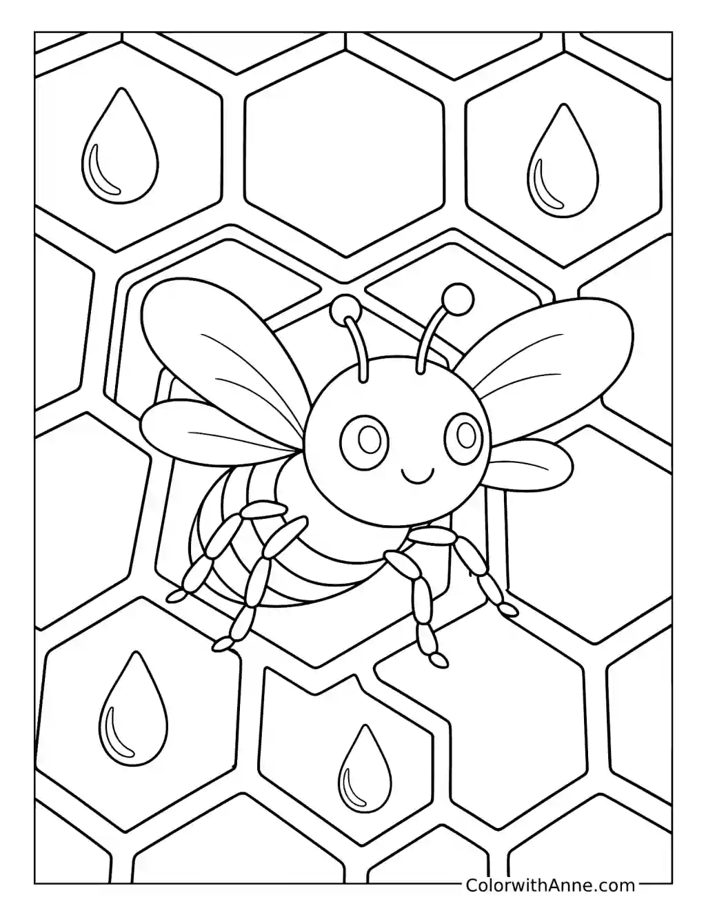Four-Winged Bee Against Honeycomb coloring page
