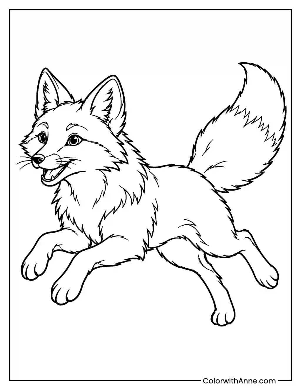 Fox Running Coloring Page for Preschoolers