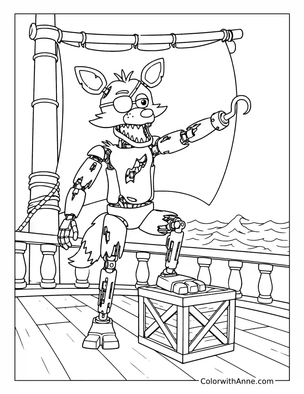 Foxy on a Pirate Ship coloring page
