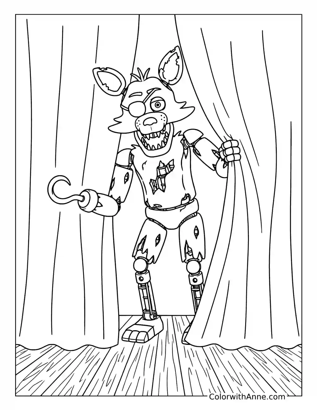 Foxy Peeking from Pirate Cove coloring page