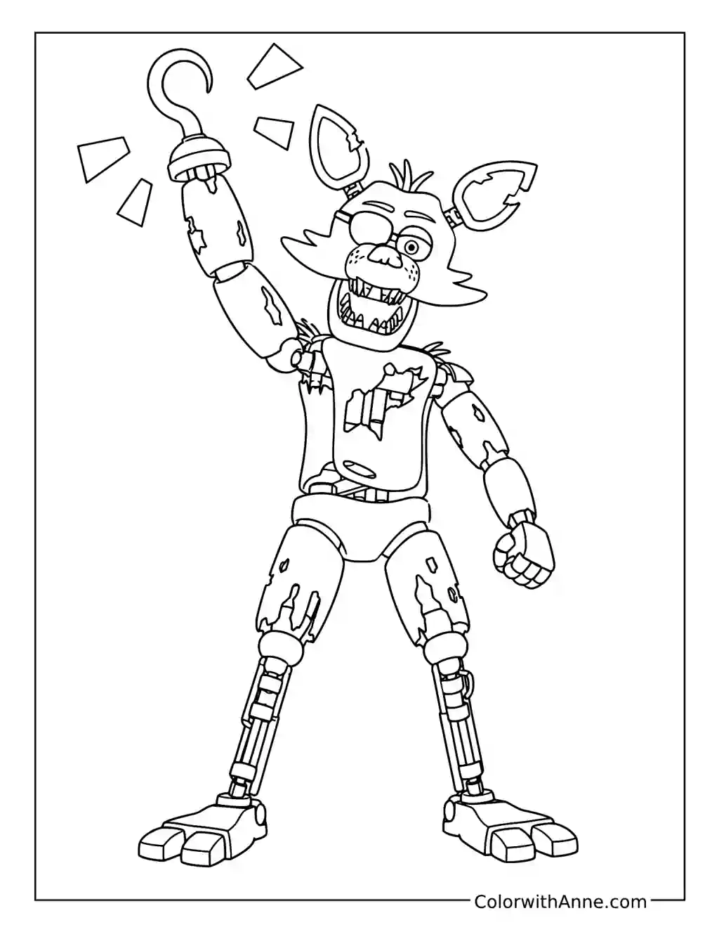 Foxy Raising His Pirate Hook coloring page