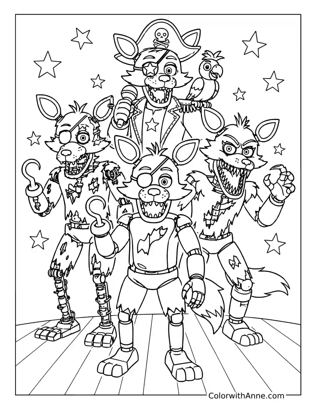 Foxy Through the Years coloring page