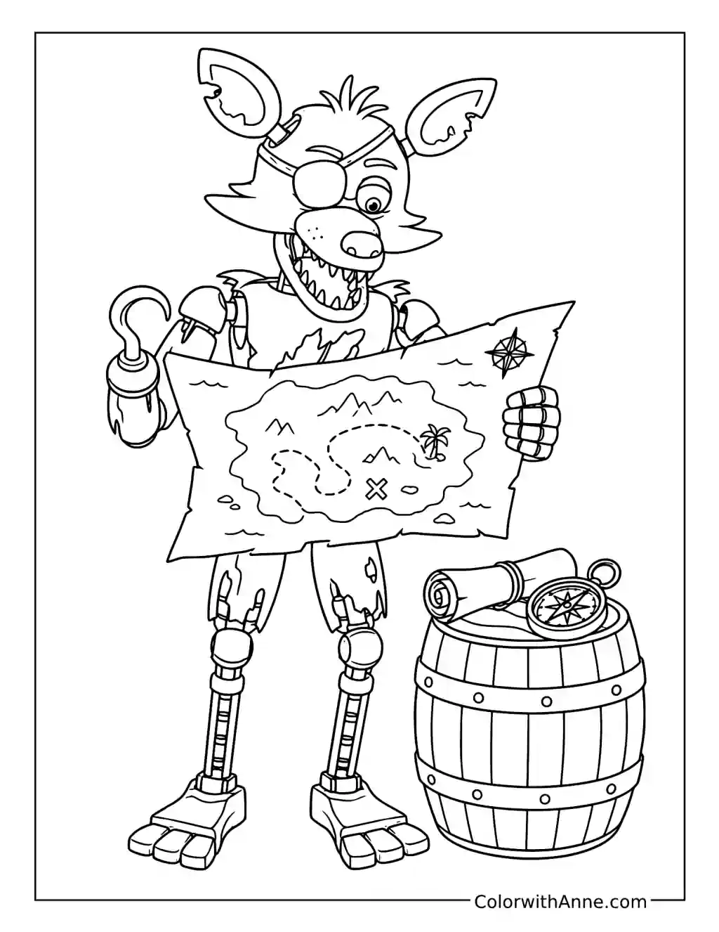 Foxy with a Pirate Map coloring page