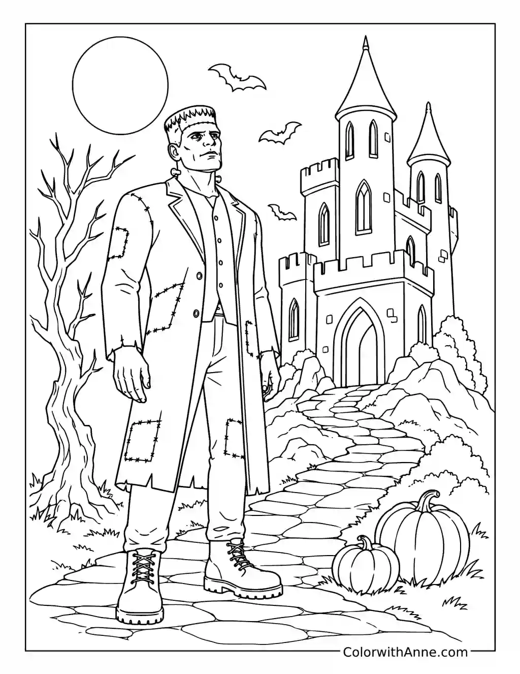 Frankenstein Before the Haunted Castle coloring page