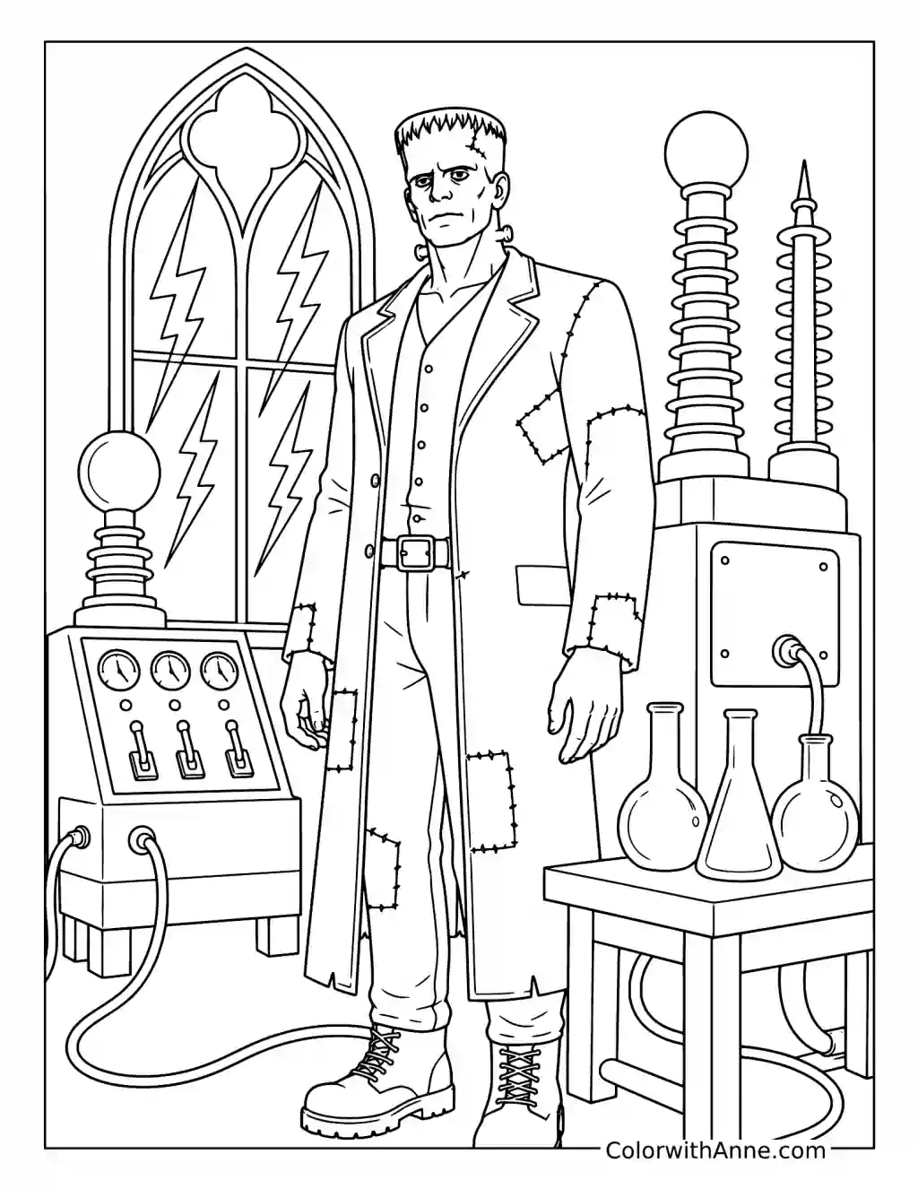Frankenstein in the Electrical Laboratory coloring page