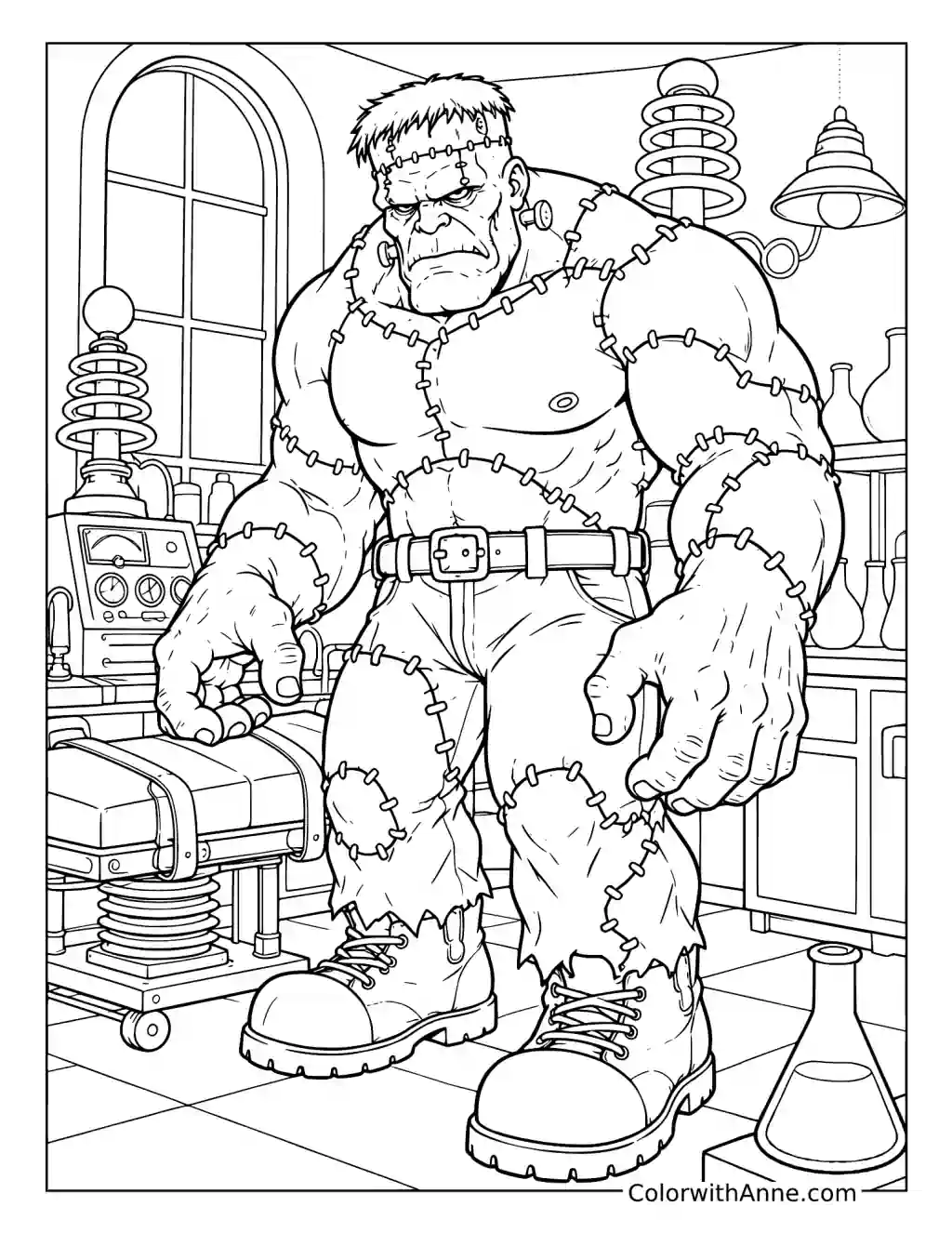 Frankenstein's Monster in a Laboratory coloring page