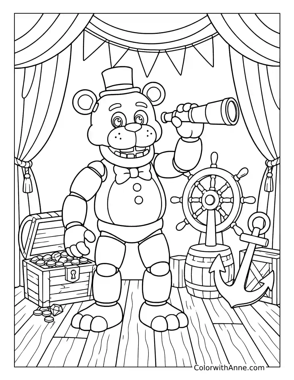Freddy Fazbear at Pirate Cove coloring page