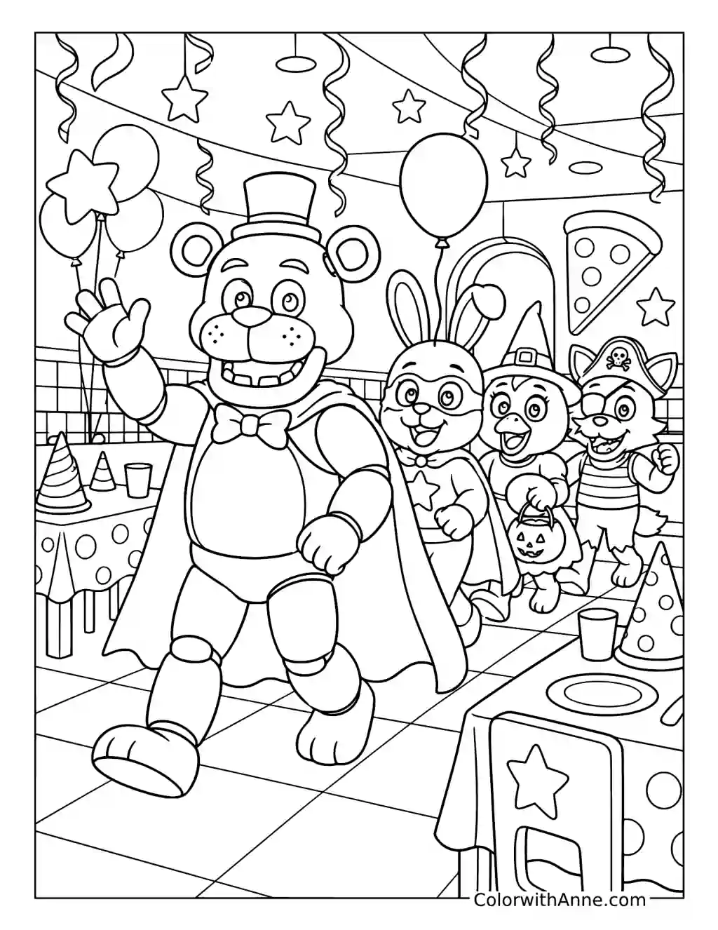 Freddy Fazbear Costume Parade coloring page