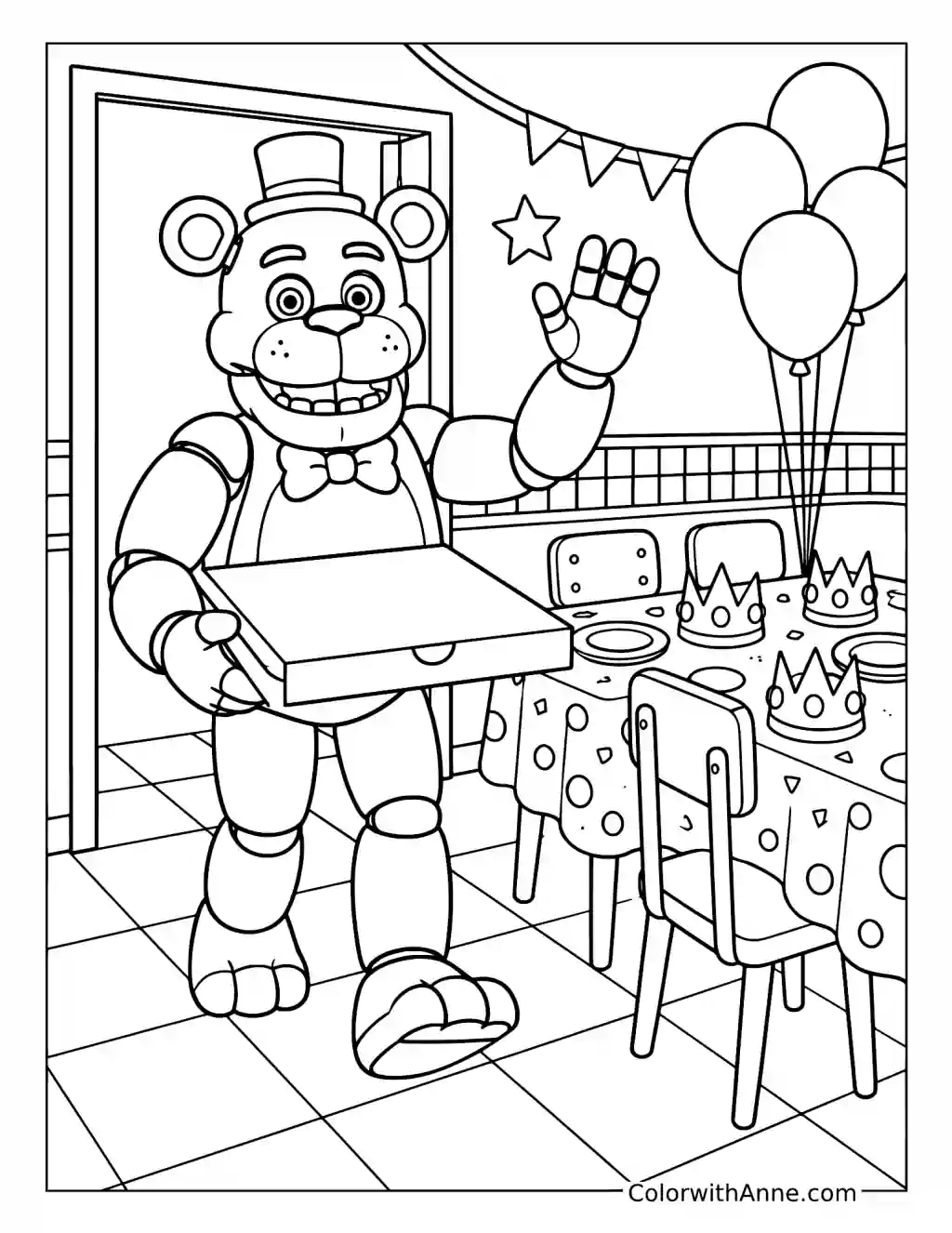 Freddy Fazbear Delivering Pizza coloring page