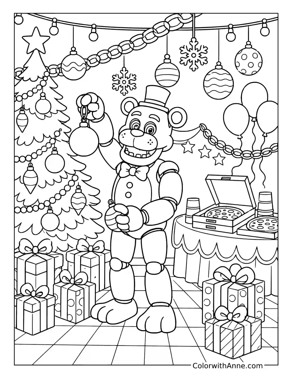Freddy Fazbear Holiday Party coloring page