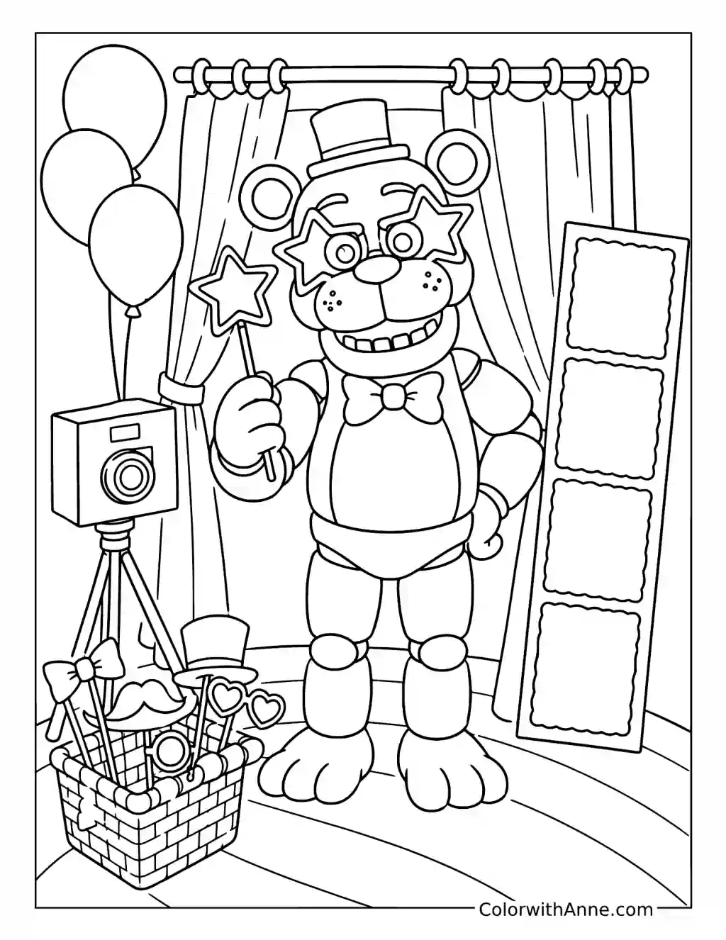 Freddy Fazbear in the Photo Booth coloring page