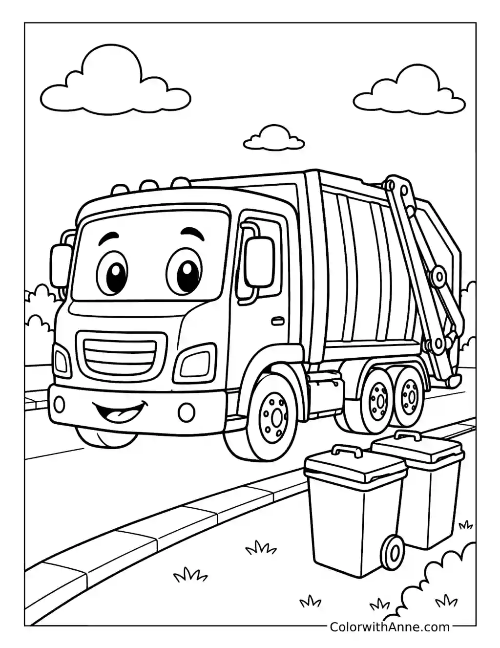 Friendly Garbage Truck coloring page