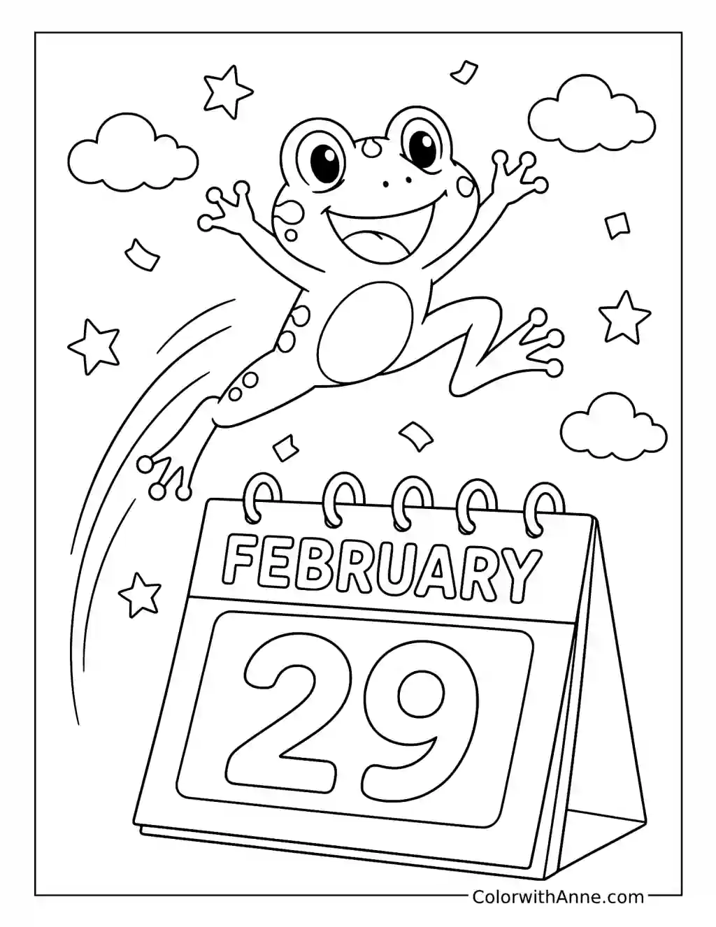 Frog Leaping over February Twenty-Ninth coloring page