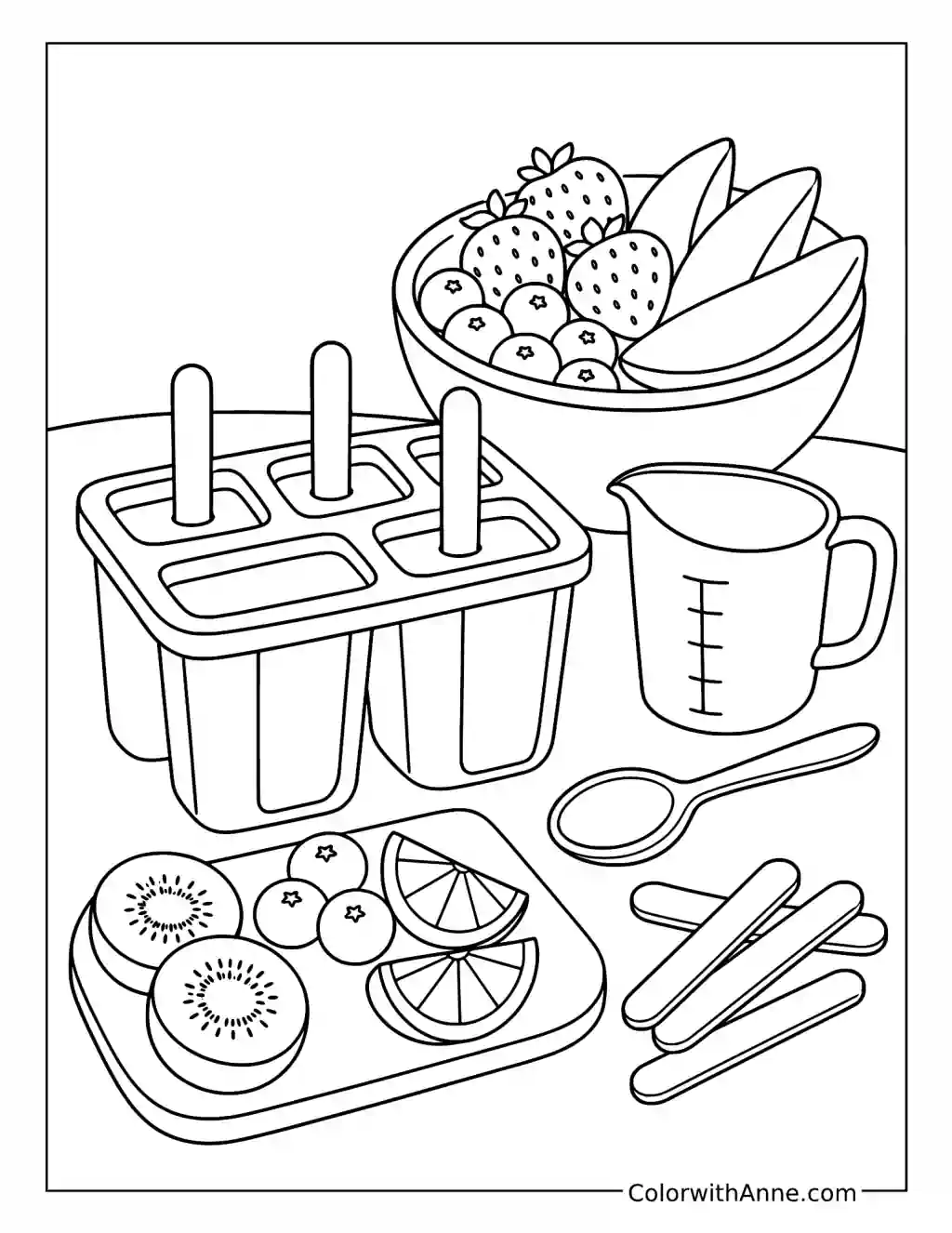 Fruit Popsicle Kitchen Prep coloring page