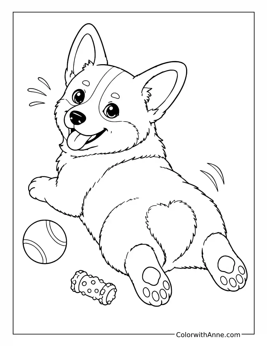 Funny Corgi Sploot coloring page