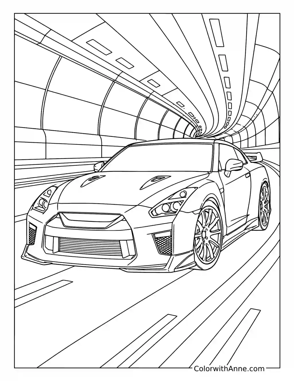 Futuristic Japanese Performance Coupe coloring page