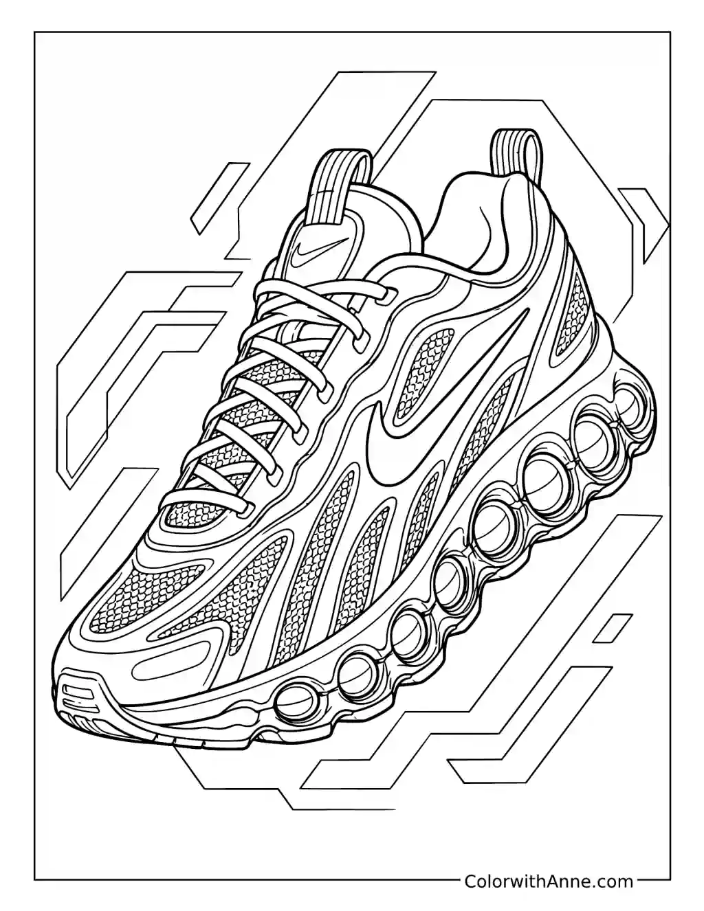 Futuristic Sneaker with Segmented Air Pods coloring page