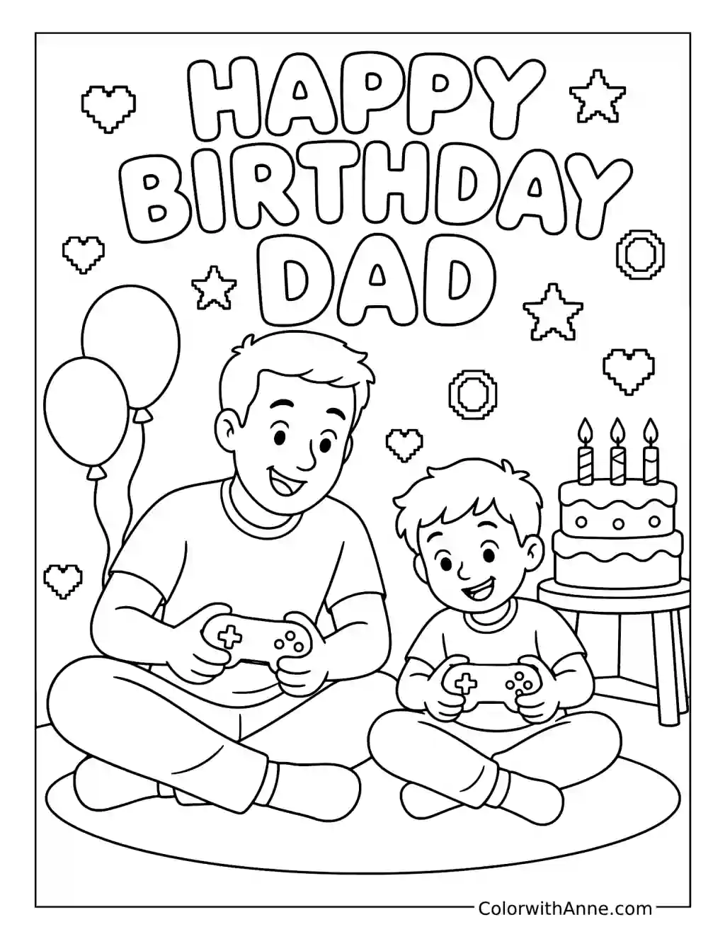 Gamer Dad Birthday coloring page