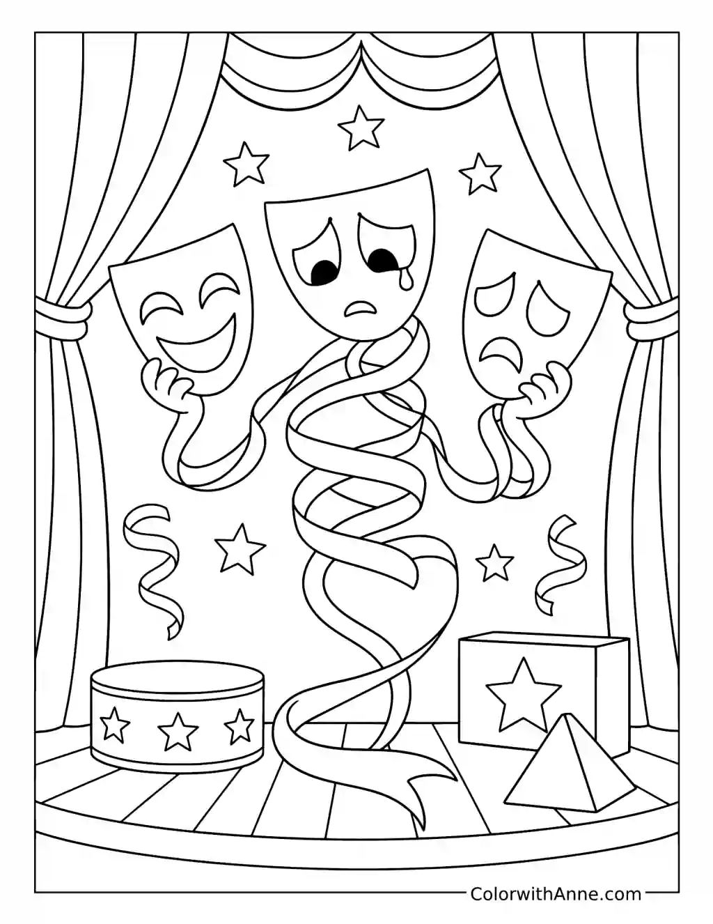 Gangle's Comedy and Tragedy Masks coloring page