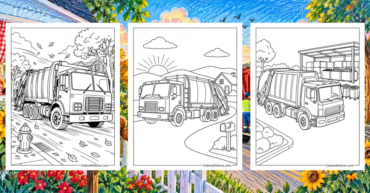 Garbage Truck Coloring Pages banner