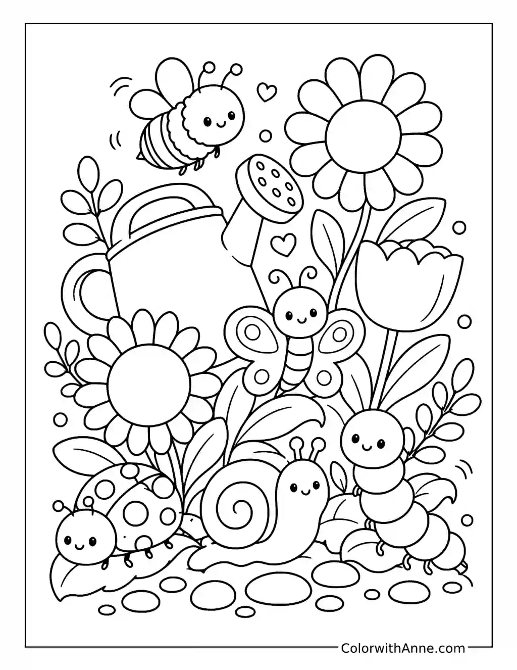 Garden Bug Doodle Art coloring page