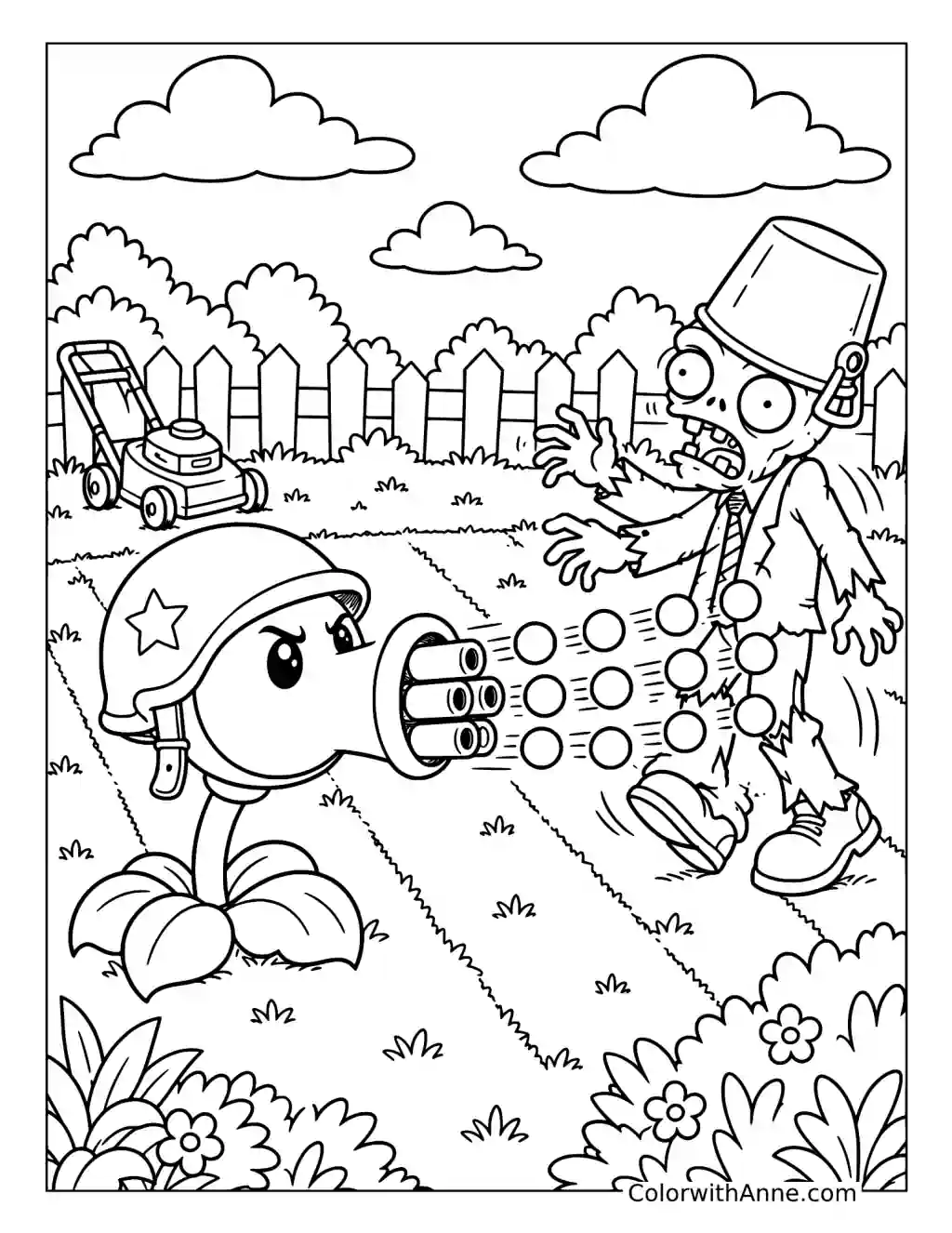Gatling Pea Power Attack coloring page