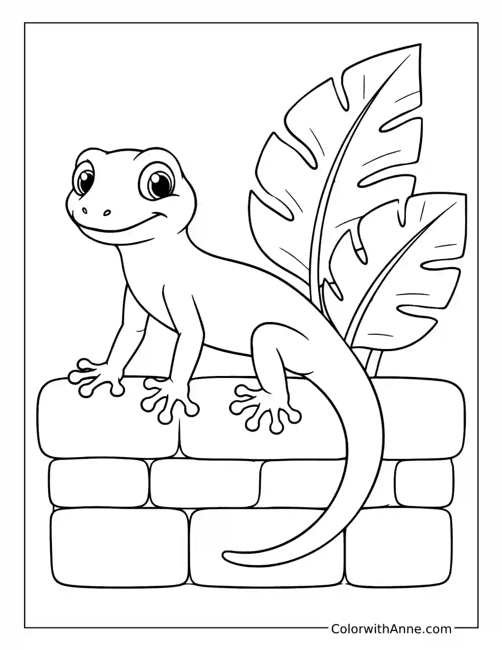 Gecko on a Garden Wall coloring page
