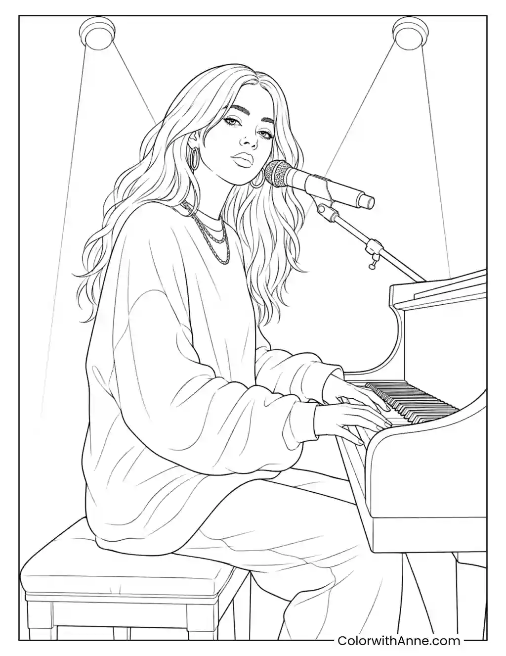 Gentle Song at the Grand Piano coloring page