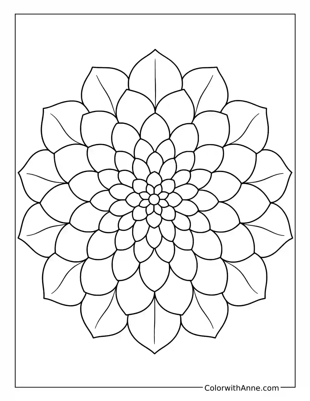 Geometric Dahlia Mandala coloring page