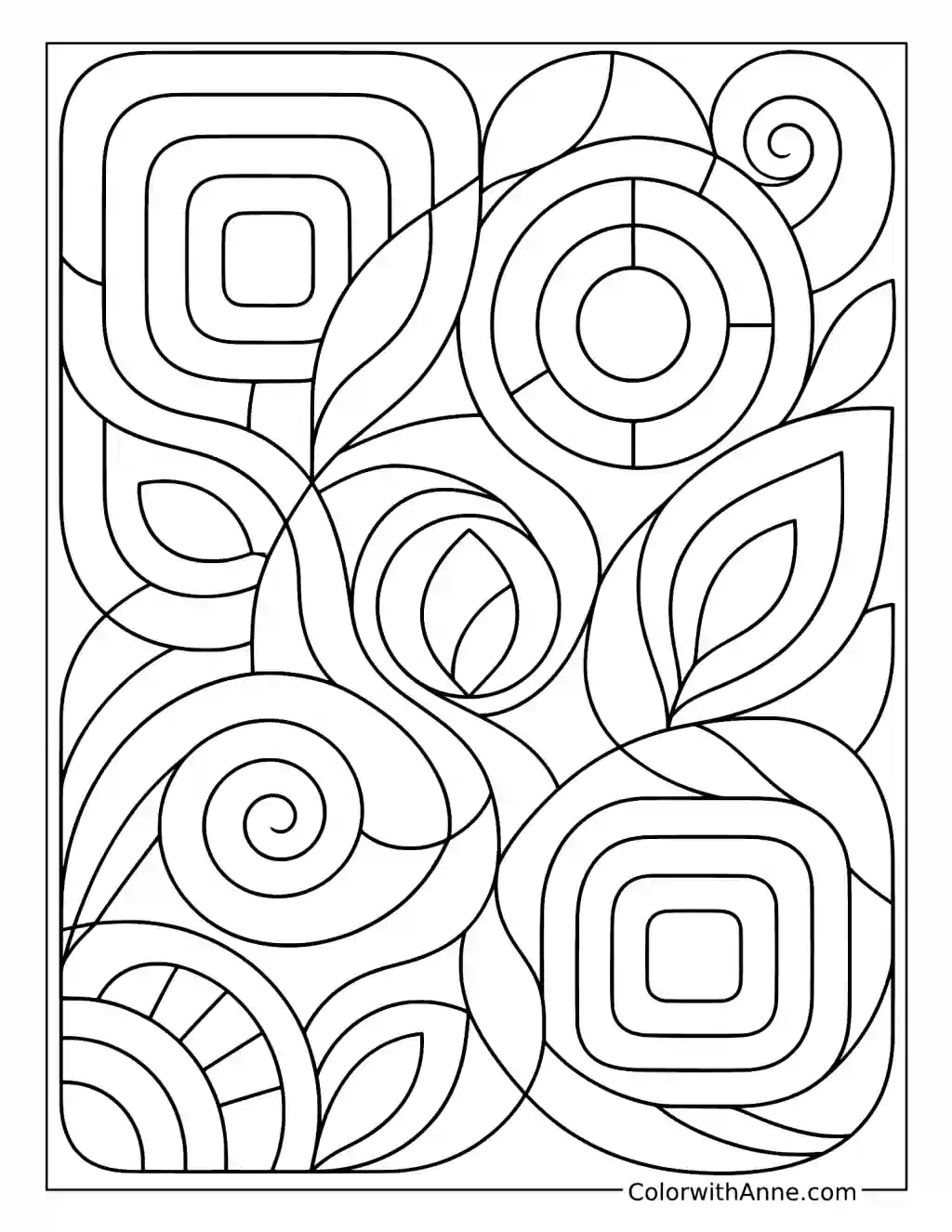 Geometric Garden Shapes coloring page