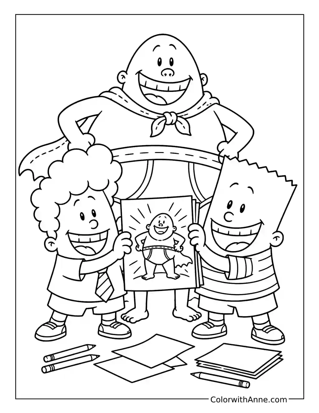 George and Harold with Their Comic Book coloring page