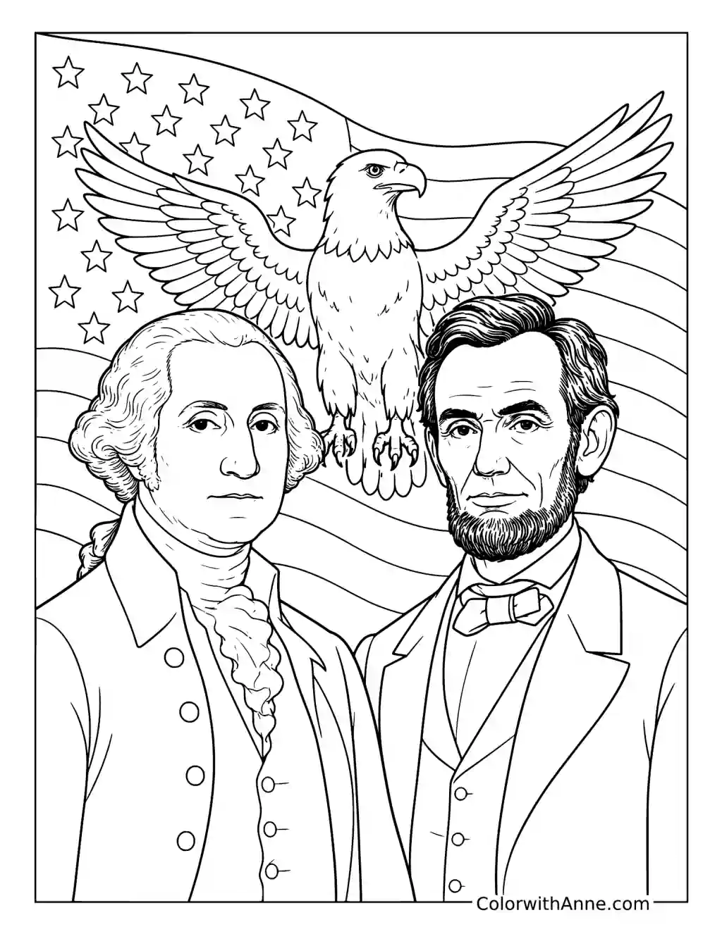 George Washington and Abraham Lincoln coloring page