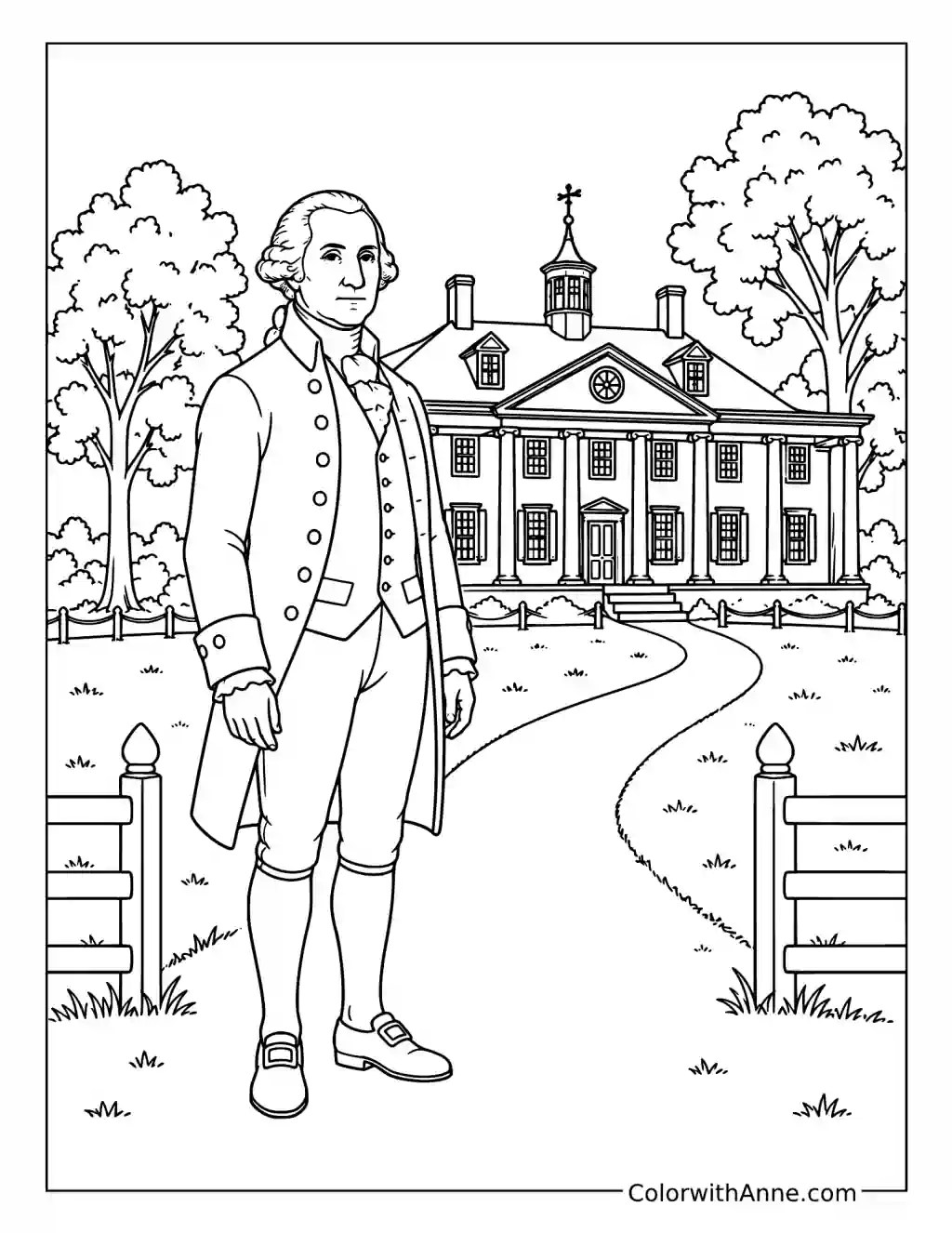 George Washington at Mount Vernon coloring page