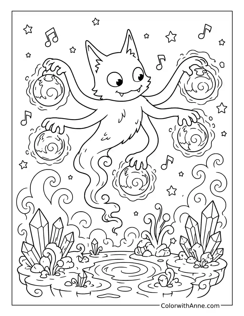 Ghazt Playing Ethereal Orbs coloring page