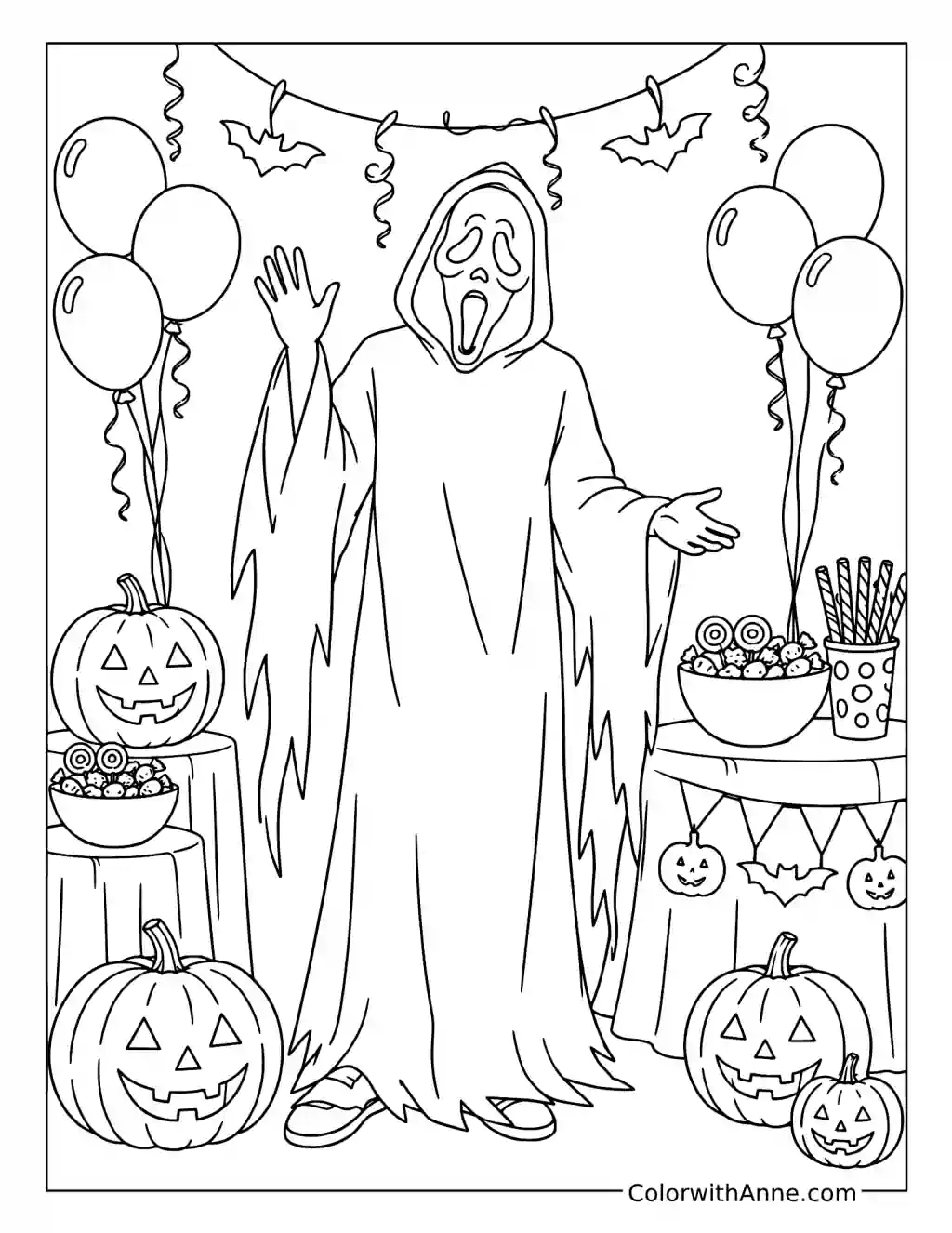 Ghostface Halloween Party coloring page