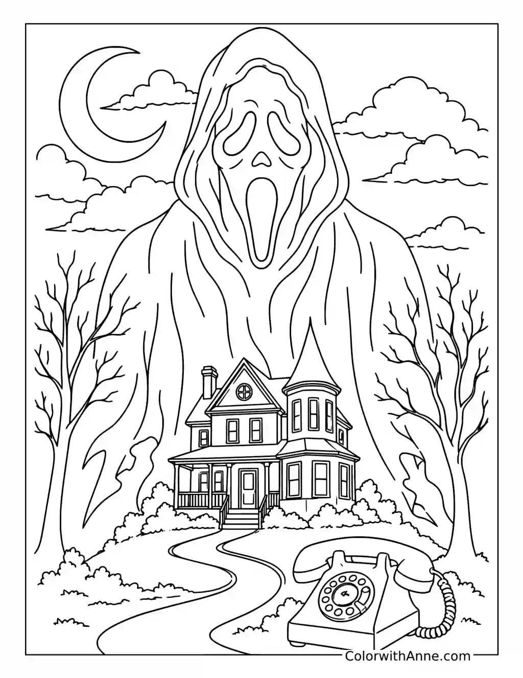 Ghostface Haunted House Movie Poster coloring page
