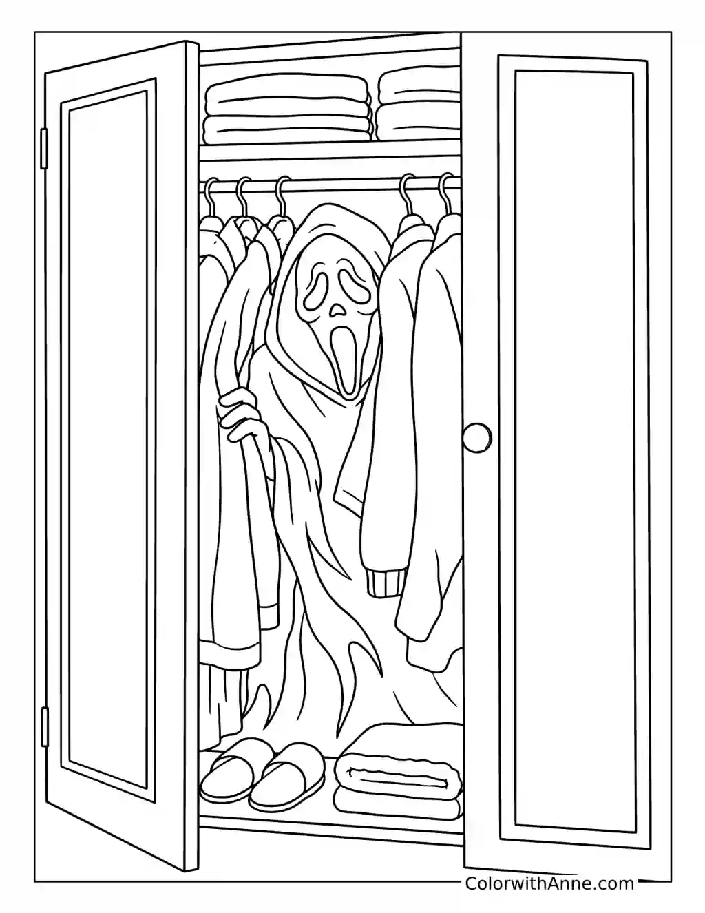 Ghostface Hiding in the Closet coloring page