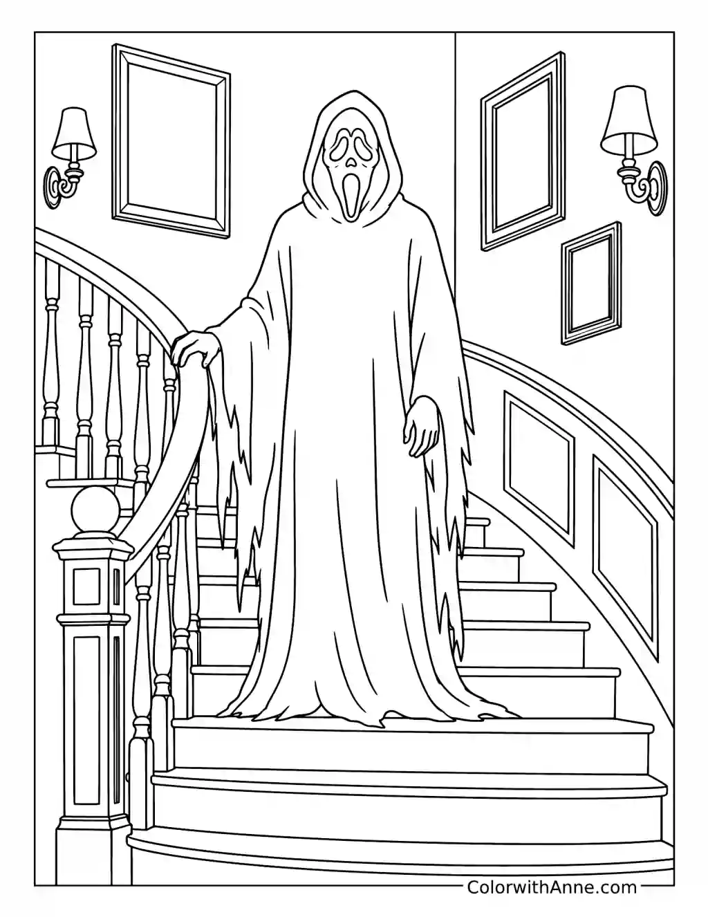 Ghostface on the Grand Staircase coloring page
