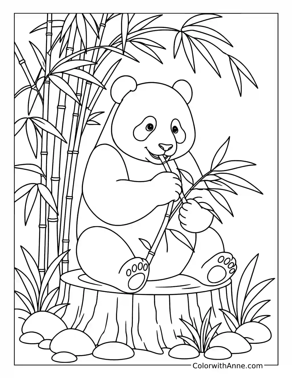 Giant Panda Eating Bamboo coloring page