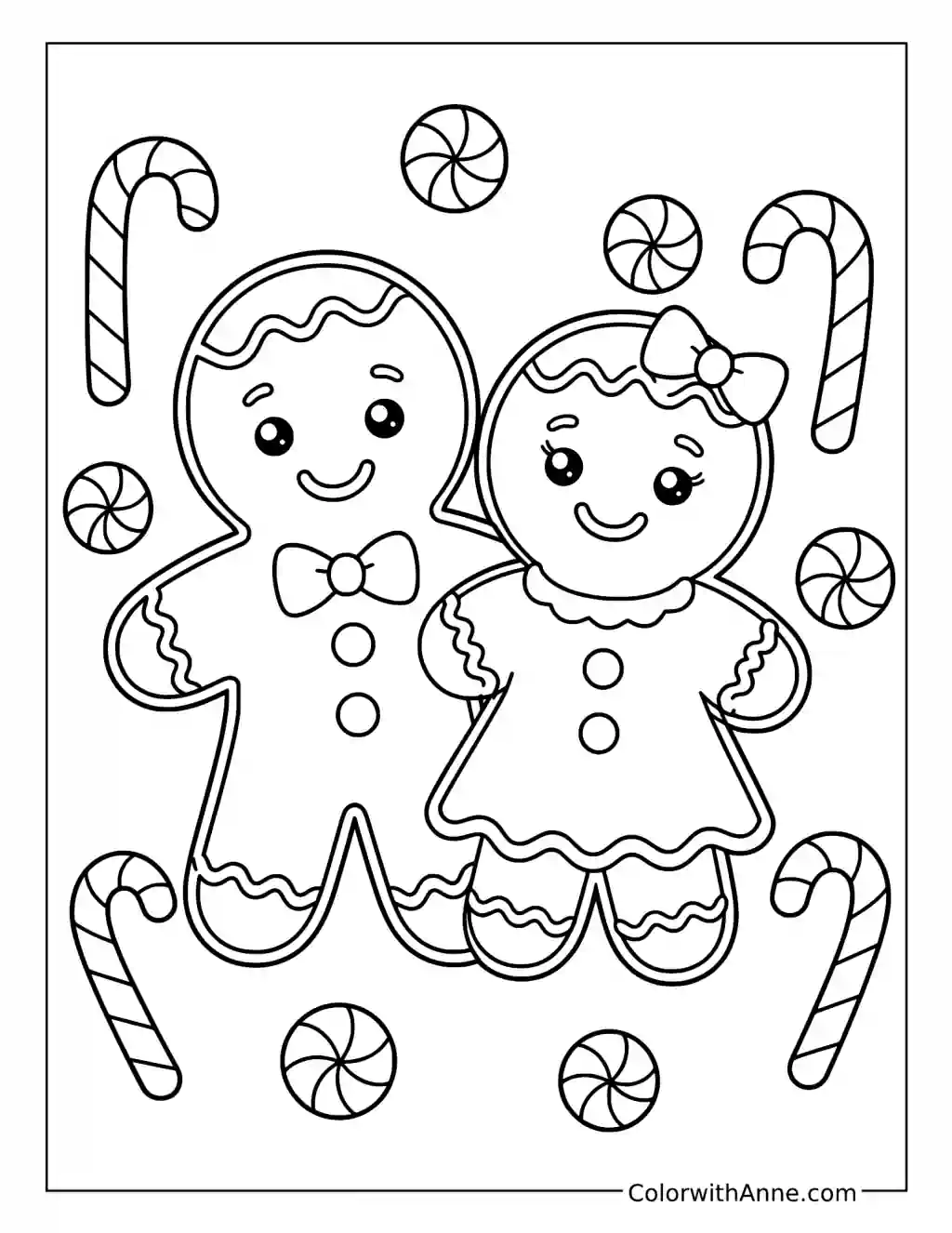 Gingerbread Friends coloring page