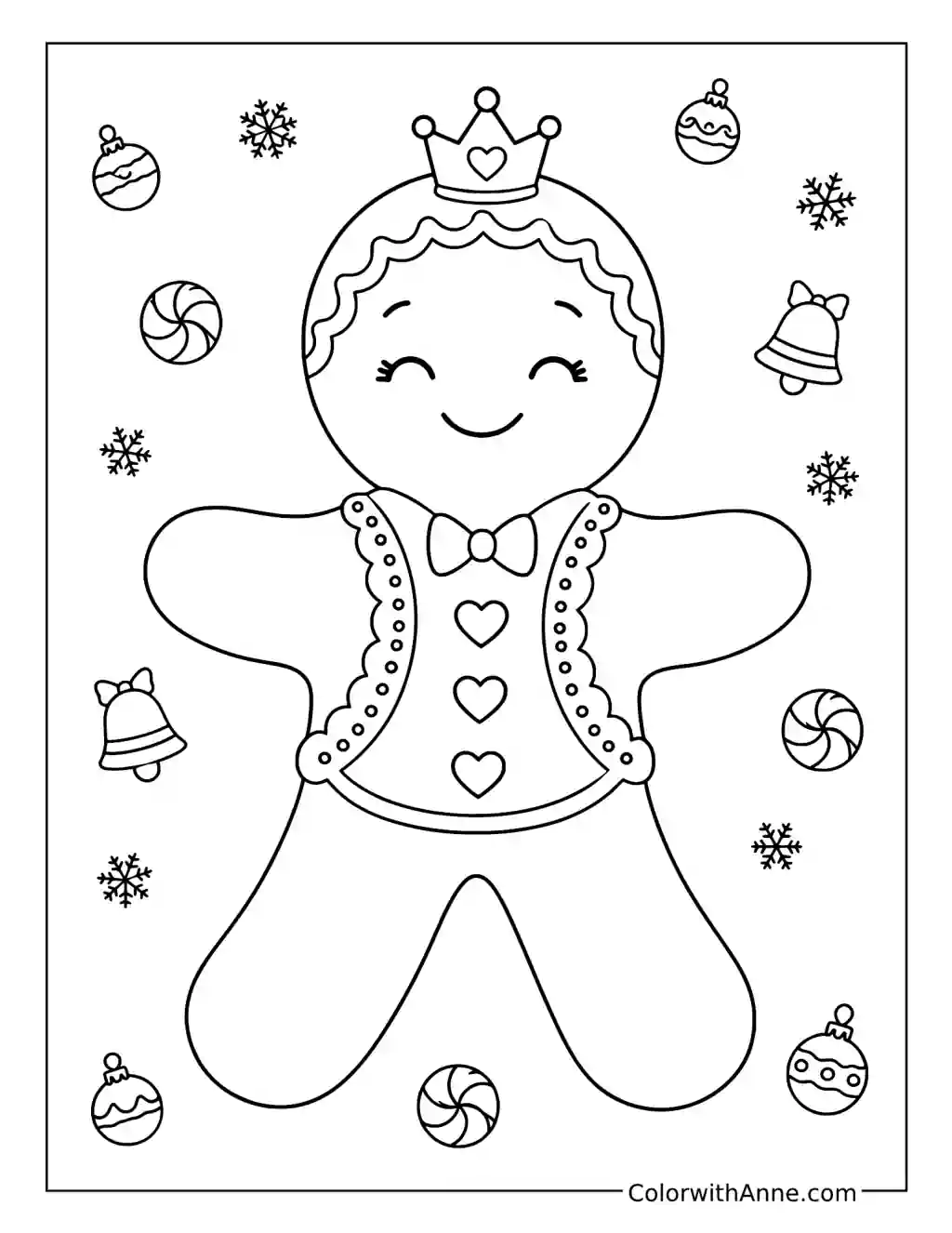 Gingerbread Prince Wearing a Crown coloring page