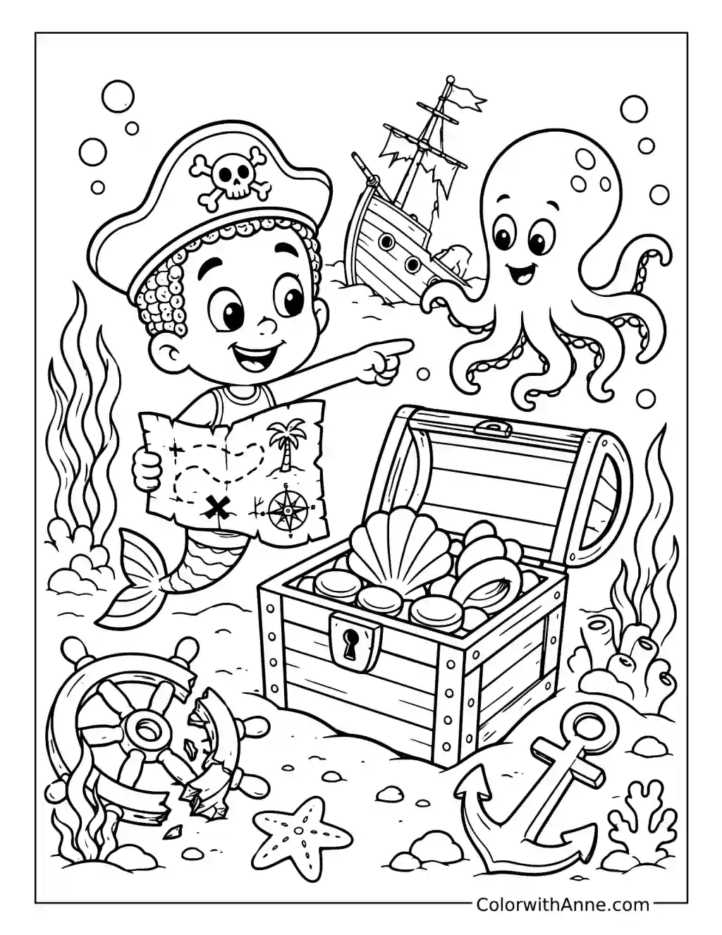 Goby’s Pirate Treasure Hunt coloring page