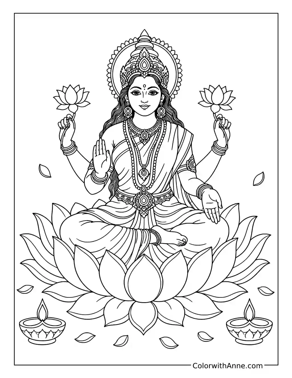 Goddess Lakshmi for Diwali coloring page