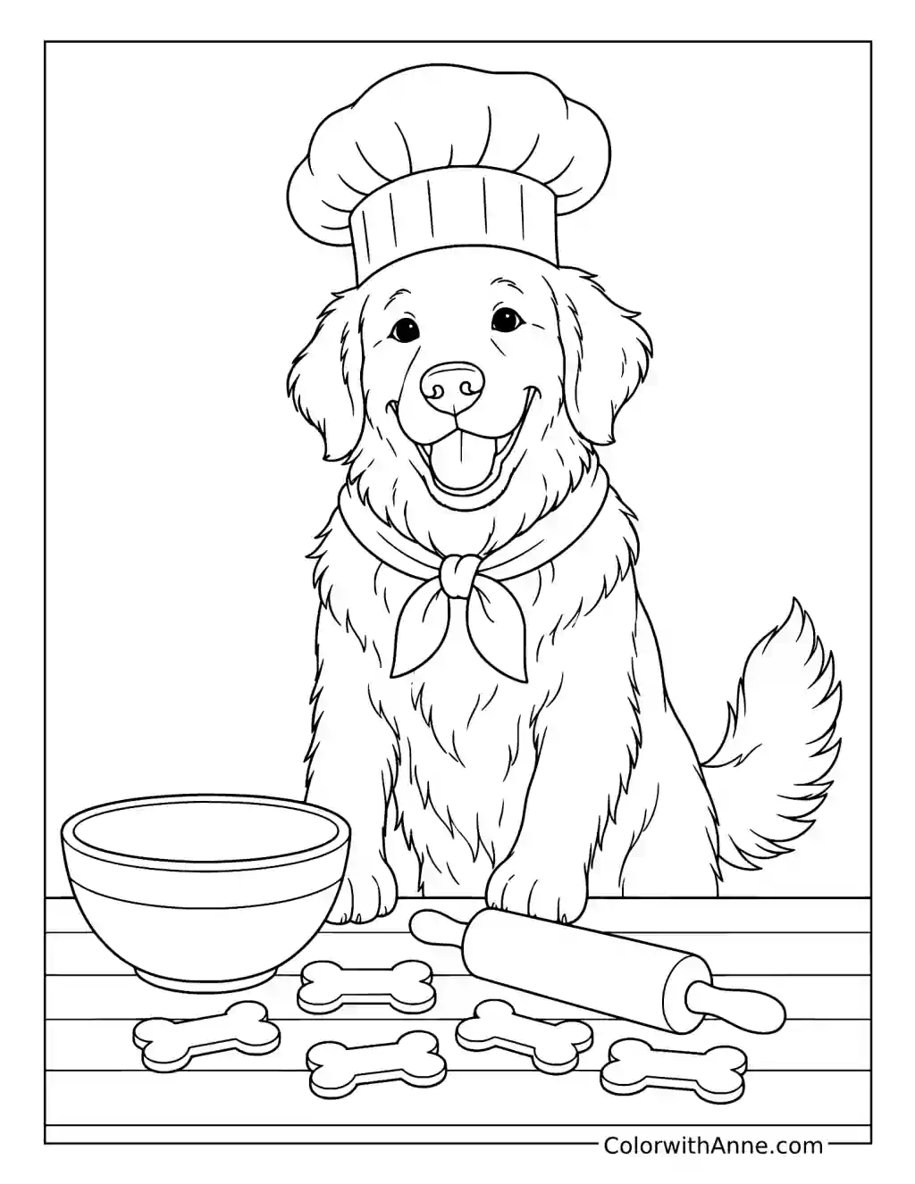 Golden Retriever Chef coloring page